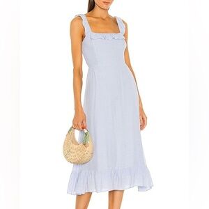 Heartloom Dennis Dress in Lilac Blue Medium Smocked Bodice, Ruffle Hem